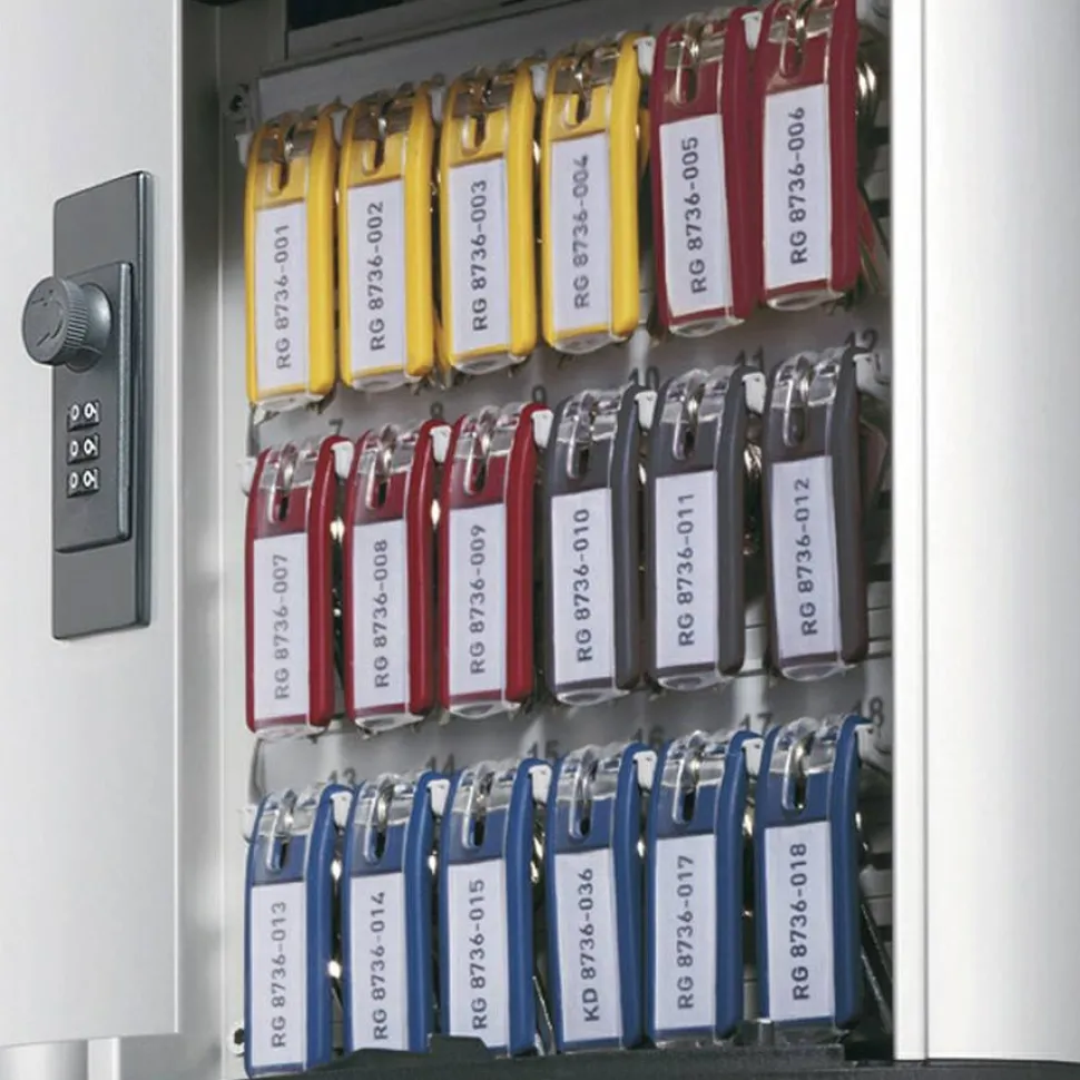 Durable 36-Key Locking Tag-Style Aluminum Key Cabinet, 11" x 11 3/4" x 4 5/8", Silver