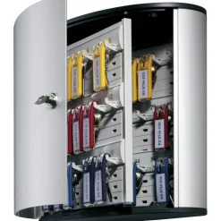 Durable 54-Key Locking Tag-Style Aluminum Key Tag Cabinet, 11