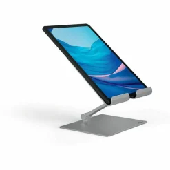DURABLE Rise Tablet Stand, Up to 13" Screen Support, 2.20 lb Load Capacity, 8.07"H x 6.69"W x 5.39"D, Tabletop, Aluminum, Silver