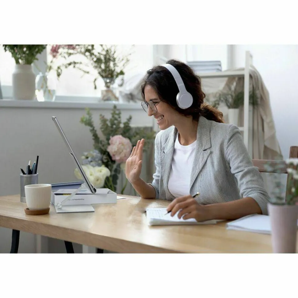 DURABLE Rise Tablet Stand, Up to 13" Screen Support, 2.20 lb Load Capacity, 8.07"H x 6.69"W x 5.39"D, Tabletop, Aluminum, Silver
