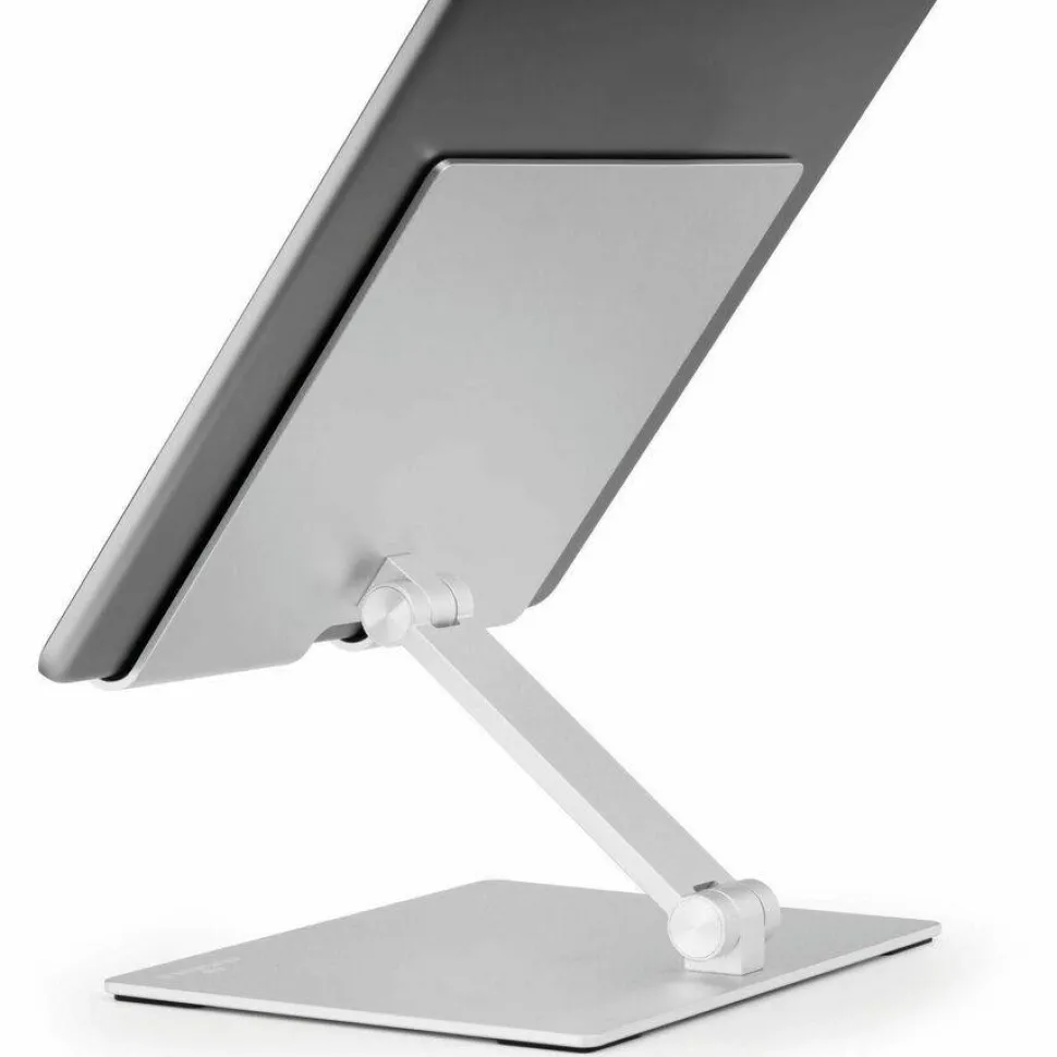 DURABLE Rise Tablet Stand, Up to 13" Screen Support, 2.20 lb Load Capacity, 8.07"H x 6.69"W x 5.39"D, Tabletop, Aluminum, Silver
