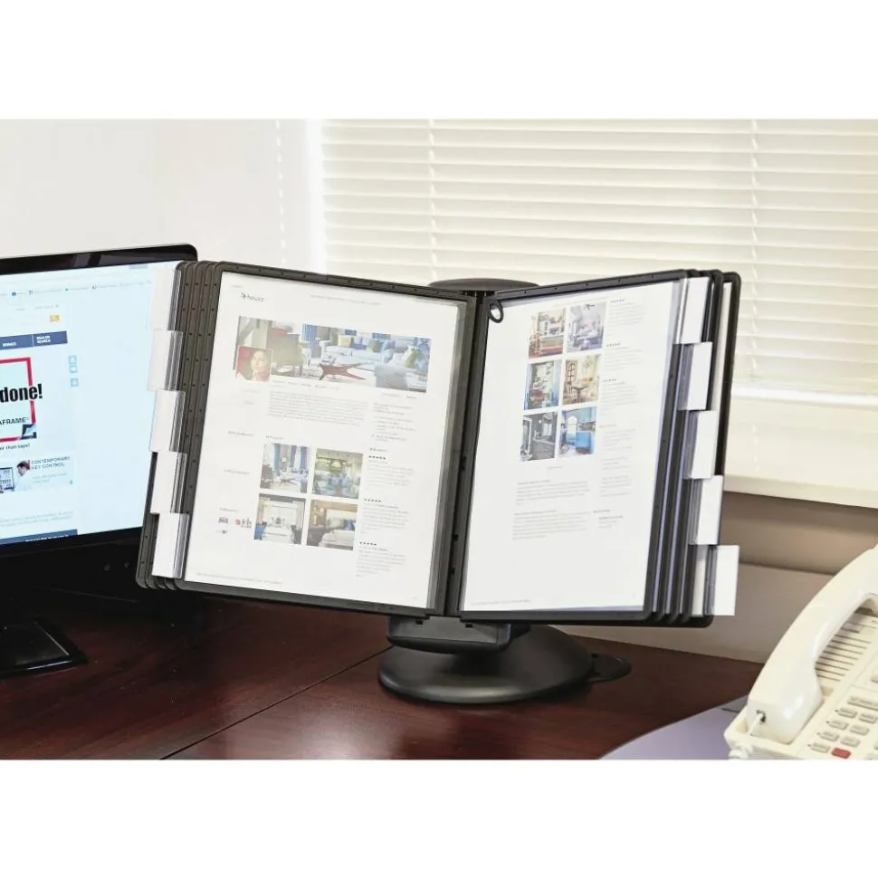 Durable SHERPA Motion Desk Reference System, 10 Panels, Black Borders