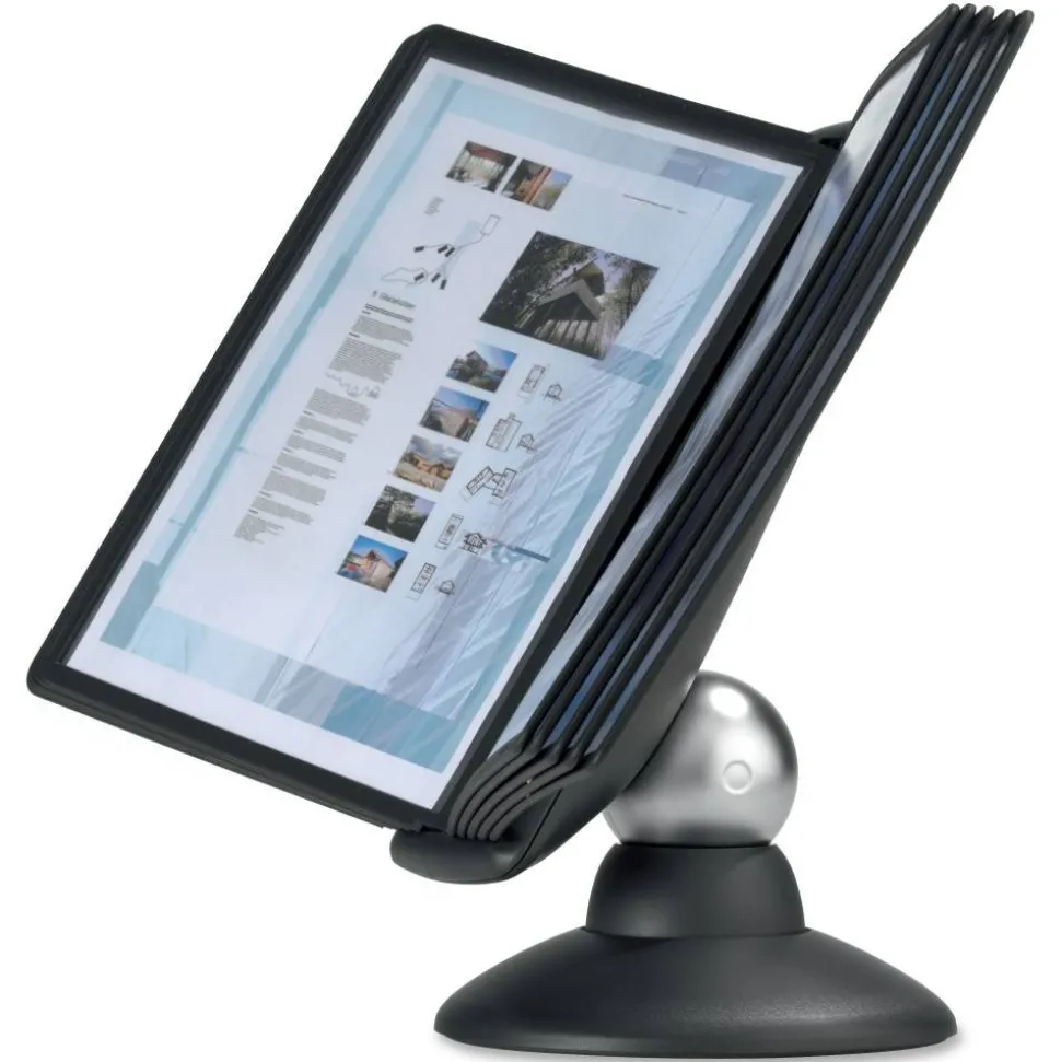 Durable SHERPA Motion Desk Reference System, 10 Panels, Black Borders