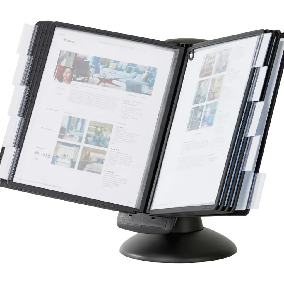 Durable SHERPA Motion Desk Reference System, 10 Panels, Black Borders