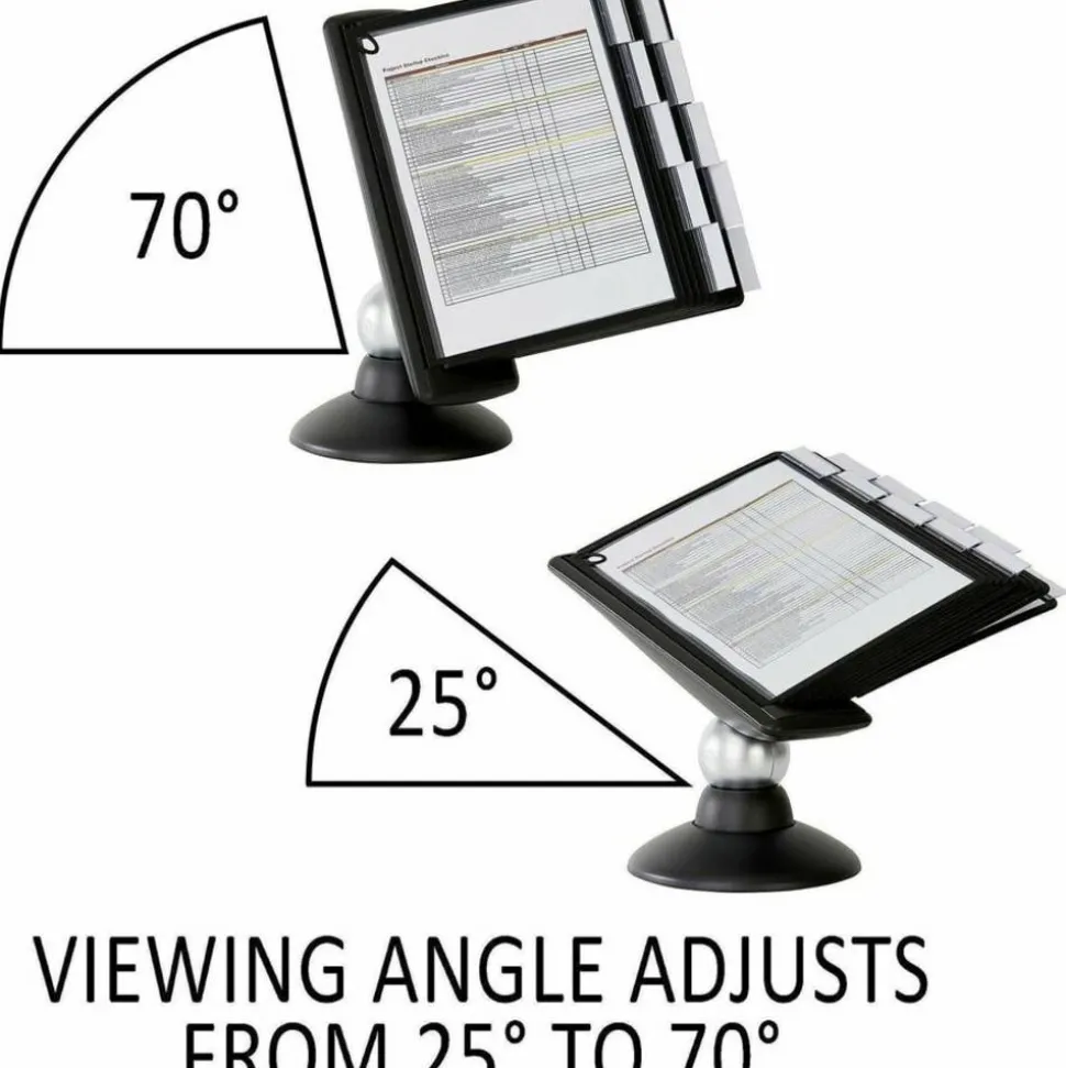 Durable SHERPA Motion Desk Reference System, 10 Panels, Black Borders
