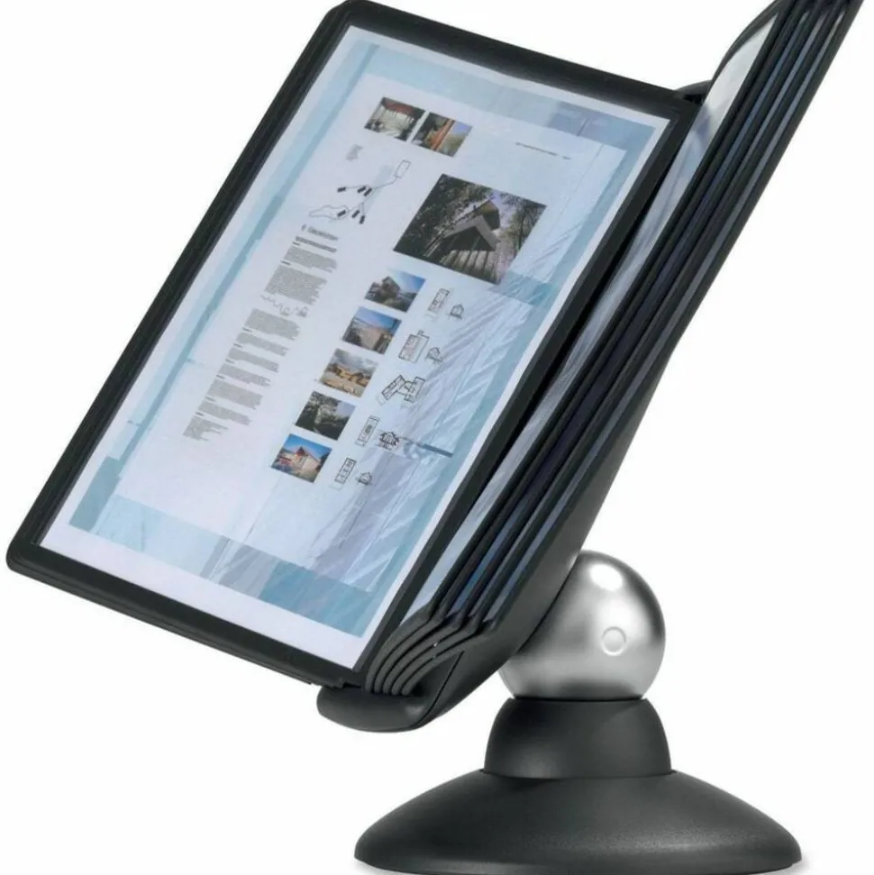 Durable SHERPA Motion Desk Reference System, 10 Panels, Black Borders