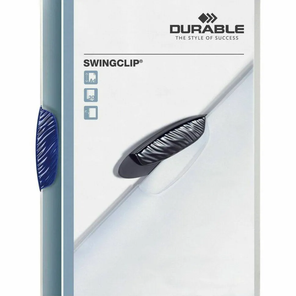 DURABLE SWINGCLIP - Clip file - for 10.98 in x 8.5 in - capacity: 30 sheets - clear with dark blue clip (pack of 25)