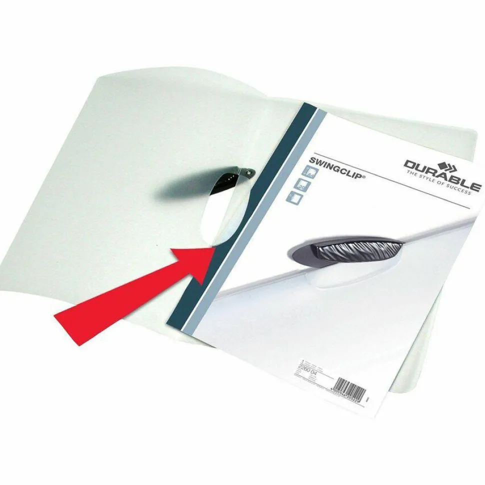 DURABLE SWINGCLIP - Clip file - for 10.98 in x 8.5 in - capacity: 30 sheets - clear with dark blue clip (pack of 25)
