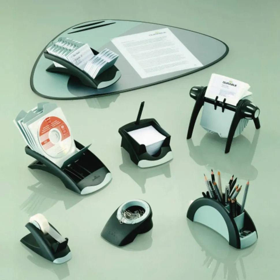 Durable TELINDEX Desk Address Card File, Holds 500 2.88 x 4.13 Cards, 5.13 x 9.31 x 3.56, Plastic, Graphite/Black