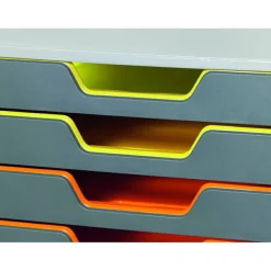 Durable VARICOLOR Stackable Plastic Drawer Box, 10 Drawers, Letter to Folio Size Files, 11