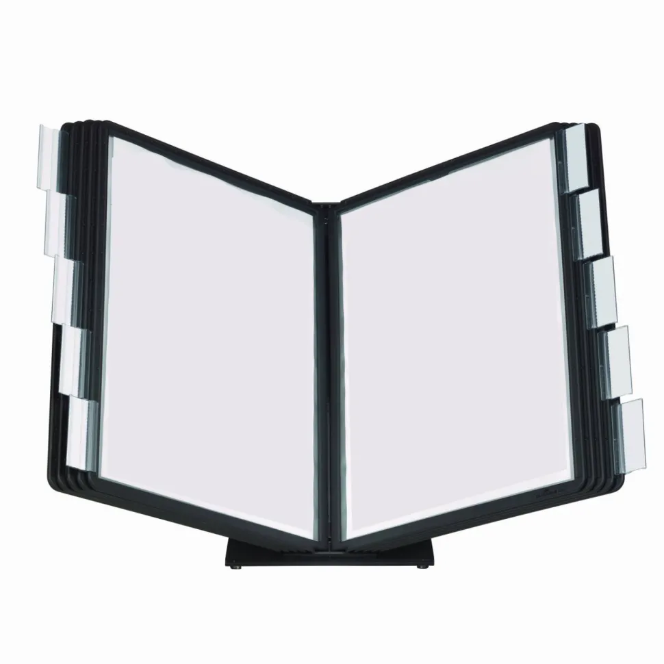 Durable VARIO Document Holder, 10 Panels 15.5 x 6.5 x 10.75, Black Borders