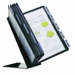 Durable VARIO Document Holder, 10 Panels 15.5 x 6.5 x 10.75, Black Borders