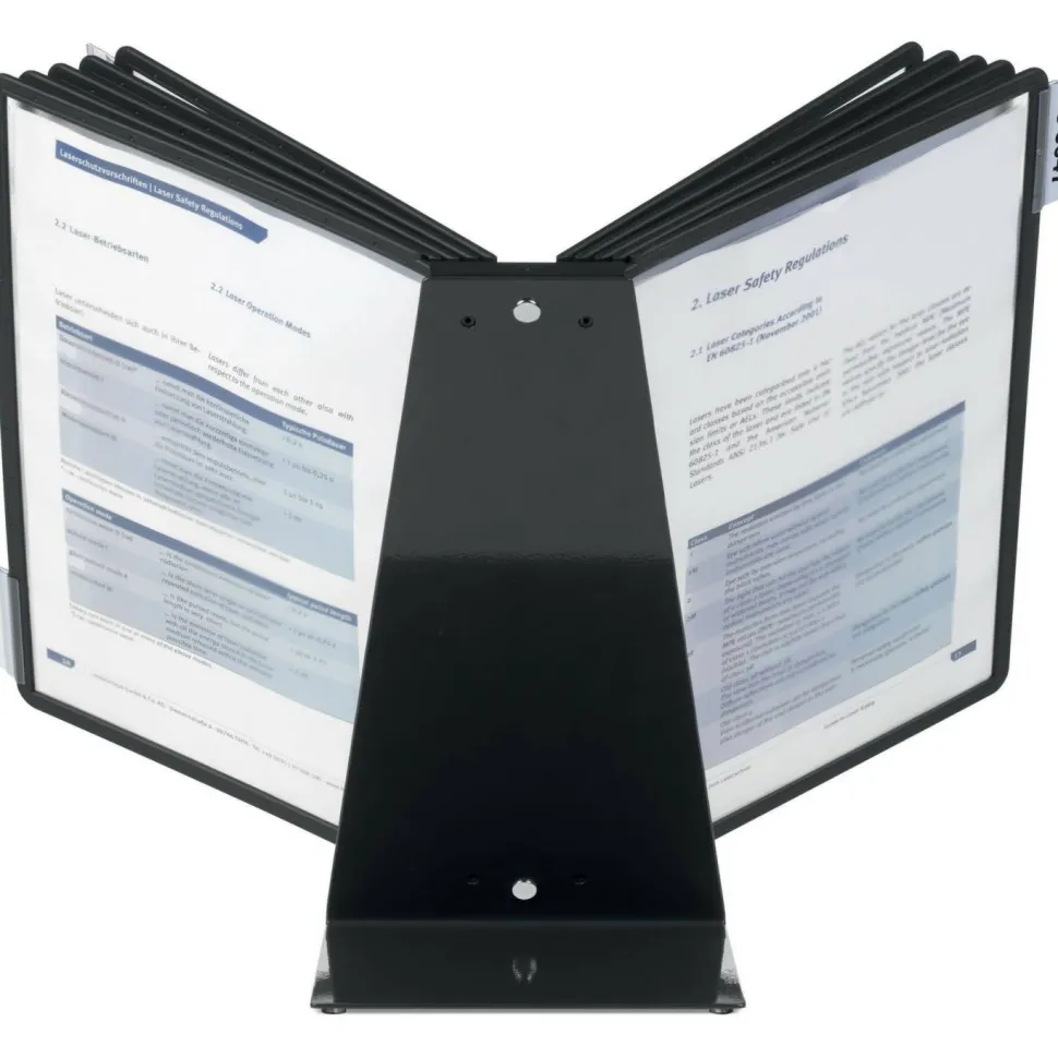 Durable VARIO Document Holder, 10 Panels 15.5 x 6.5 x 10.75, Black Borders