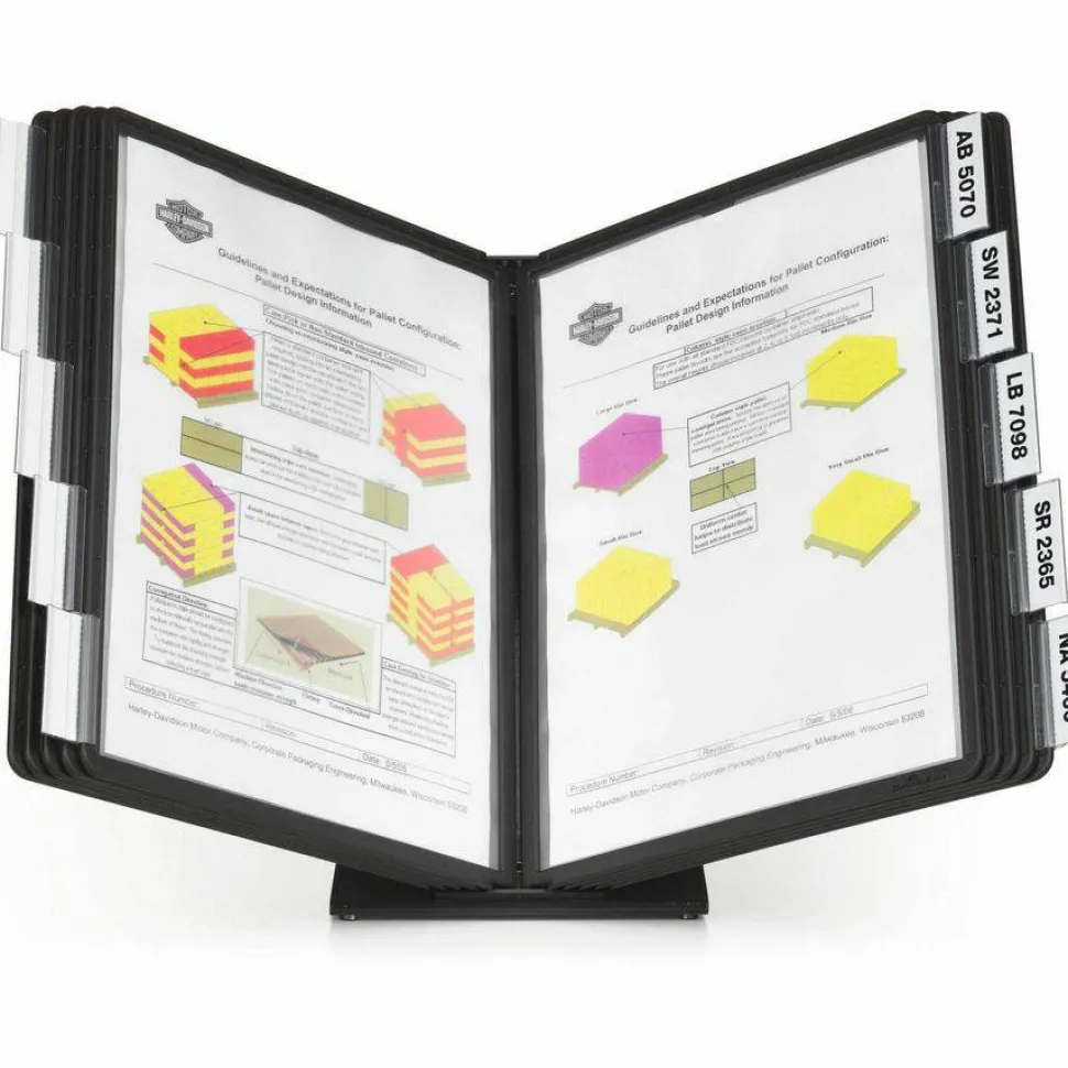 Durable VARIO Document Holder, 10 Panels 15.5 x 6.5 x 10.75, Black Borders
