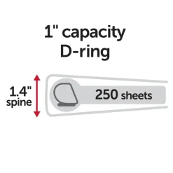 Durable View 3-Ring Binder, 1" D-Rings, Blue