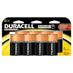 Duracell Coppertop D Alkaline Batteries, Pack of 8, MN13R8DW