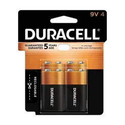 Duracell Coppertop 9V Alkaline Batteries, Pack of 4, MN16RT4Z