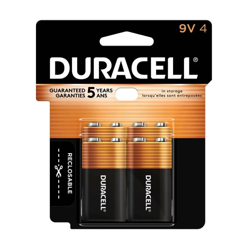 Duracell Coppertop 9V Alkaline Batteries, Pack of 4, MN16RT4Z