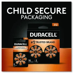 Duracell Hearing Aid Battery, #312, 16/Pack