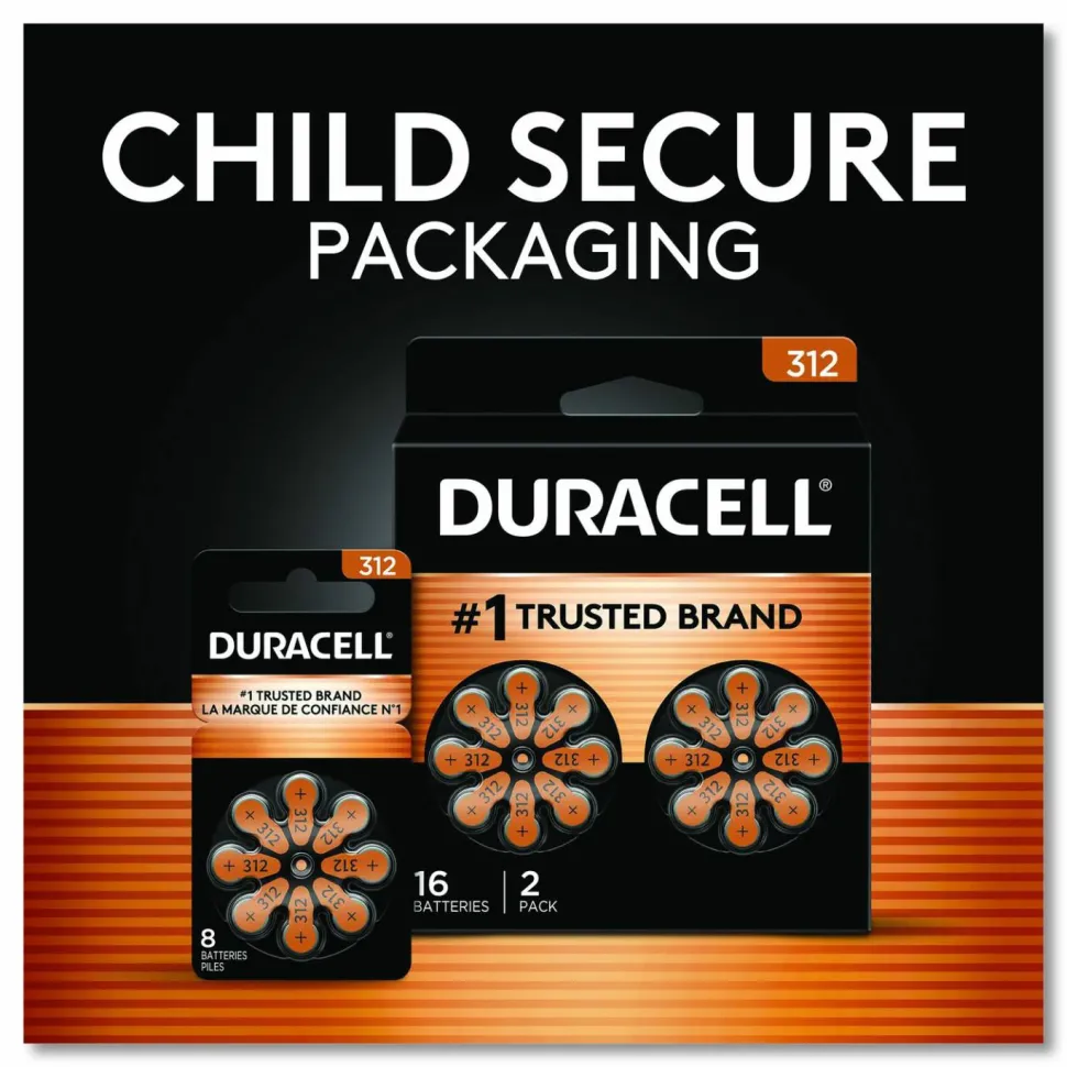 Duracell Hearing Aid Battery, #312, 16/Pack