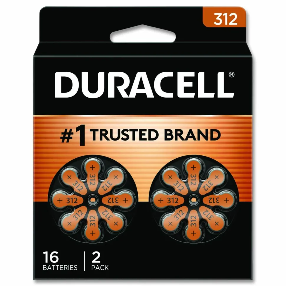 Duracell Hearing Aid Battery, #312, 16/Pack