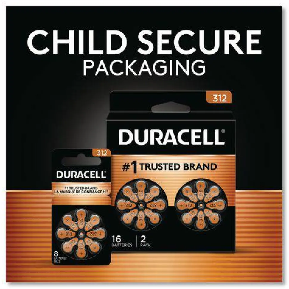 Duracell Hearing Aid Battery, #312, 16/Pack