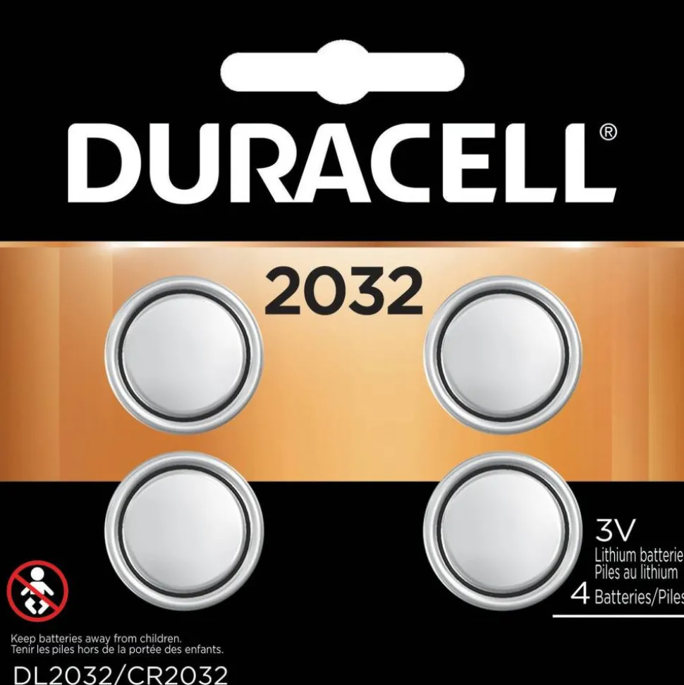 Duracell 2032 3V Lithium Coin Batteries, Pack of 4