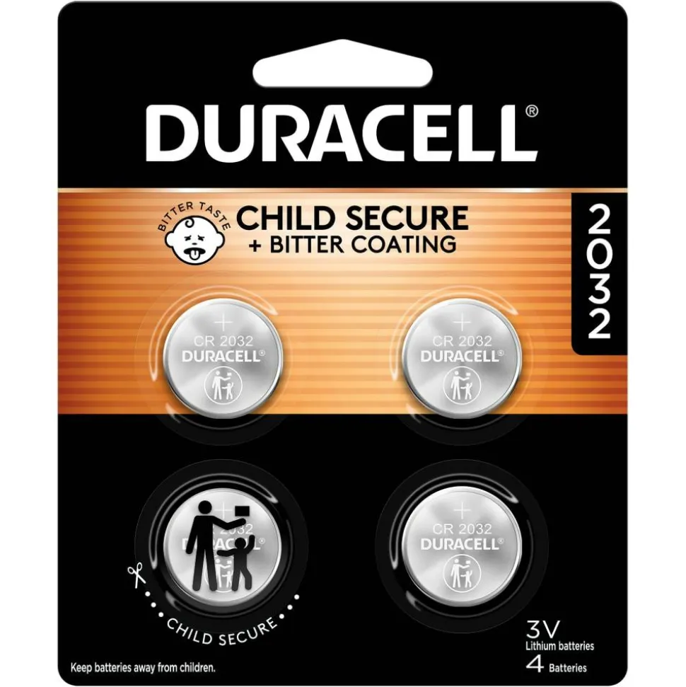 Duracell 2032 3V Lithium Coin Batteries, Pack of 4