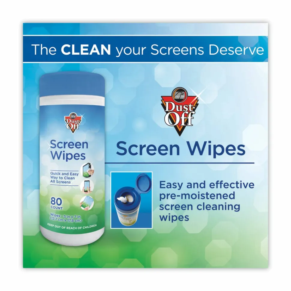 Dust Off Antistatic Monitor Wipes, Pack Of 80