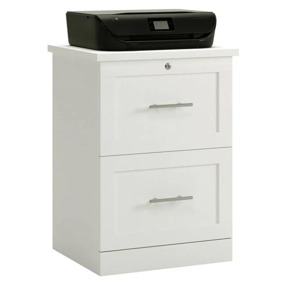 17"D Vertical 2-Drawer File Cabinet, White