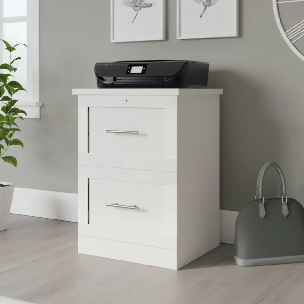 17"D Vertical 2-Drawer File Cabinet, White