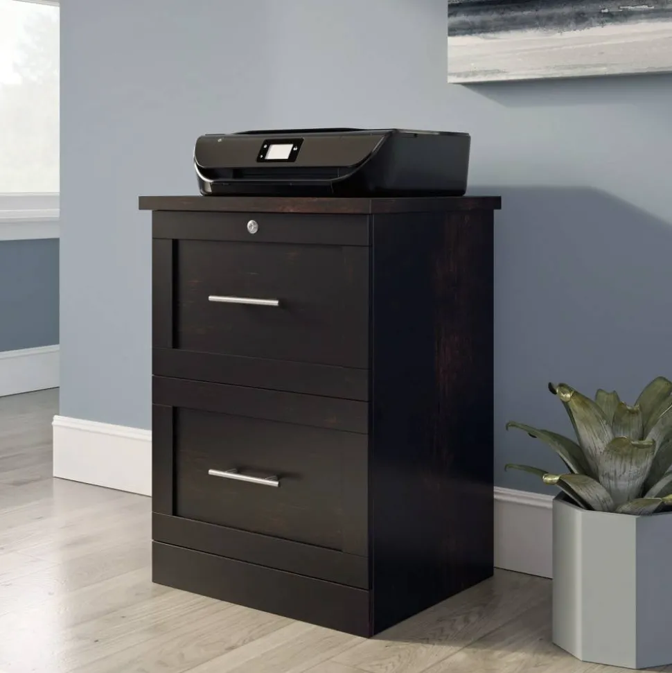 17"D Vertical 2-Drawer File Cabinet, Peppered Black