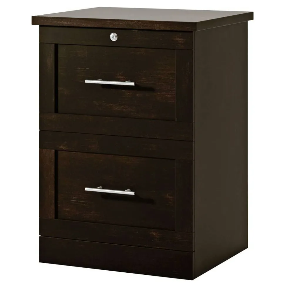 17"D Vertical 2-Drawer File Cabinet, Peppered Black