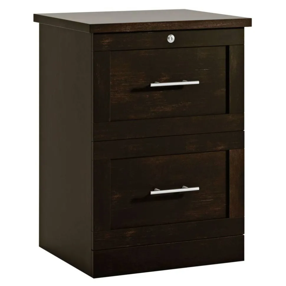 17"D Vertical 2-Drawer File Cabinet, Peppered Black