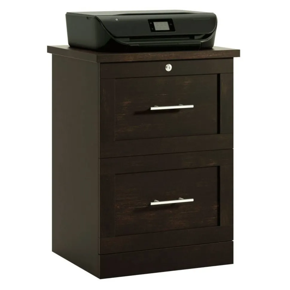 17"D Vertical 2-Drawer File Cabinet, Peppered Black