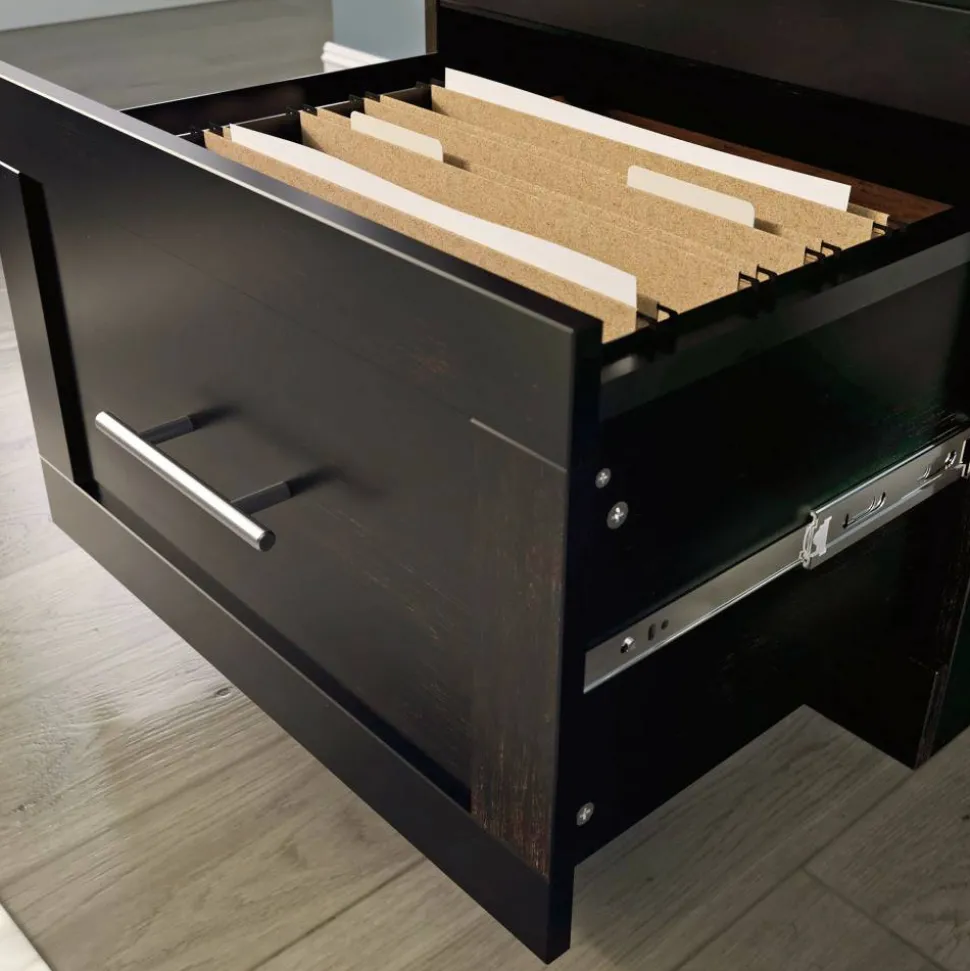 17"D Vertical 2-Drawer File Cabinet, Peppered Black
