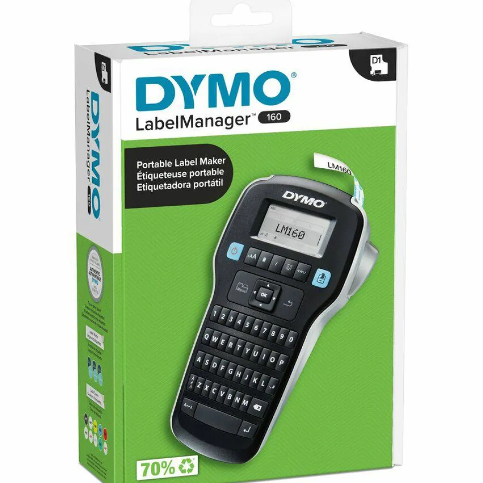 DYMO LabelManager 160P Label Maker, 2 Lines, 7.9 x 4.65 x 1.9