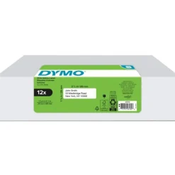DYMO LabelWriter Address Labels, 1-1/8" x 3-1/2", Rectangle, White, 350 Labels Per Roll, Pack Of 12 Rolls