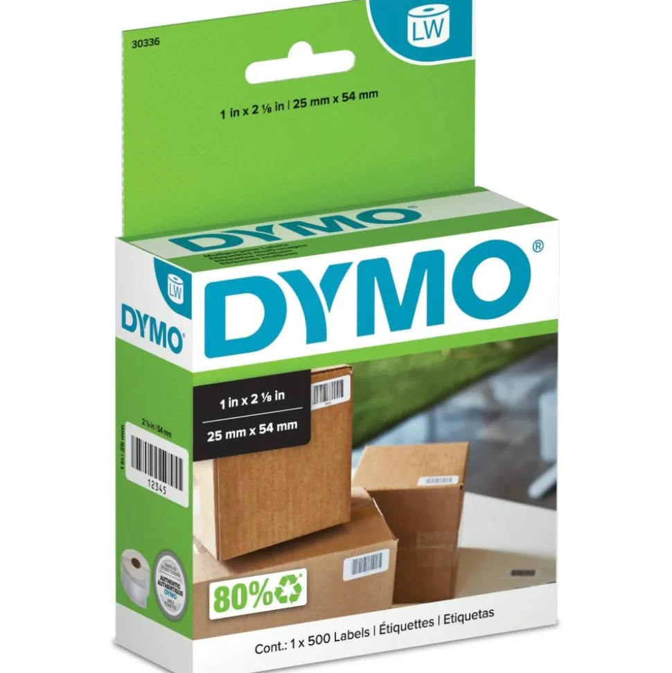 DYMO LabelWriter Multipurpose Labels, 1" x 2.12", White, 500 Labels/Roll
