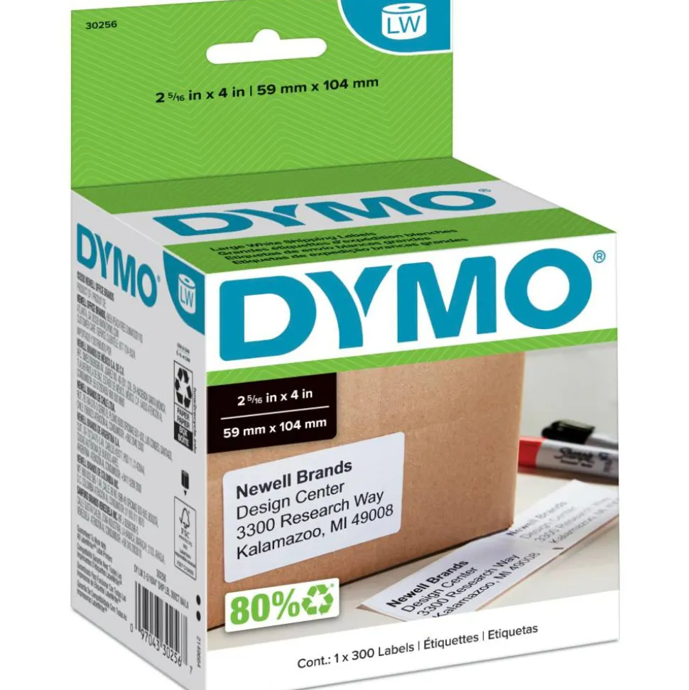 DYMO LabelWriter Shipping Labels, 2.31" x 4", White, 300 Labels/Roll
