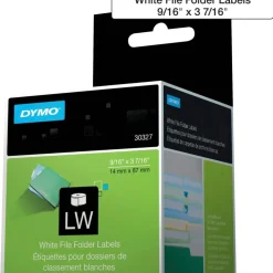 DYMO LabelWriter 1-UP File Folder Labels, 0.56" x 3.43", White, 130 Labels Roll, 2 Rolls/Pack