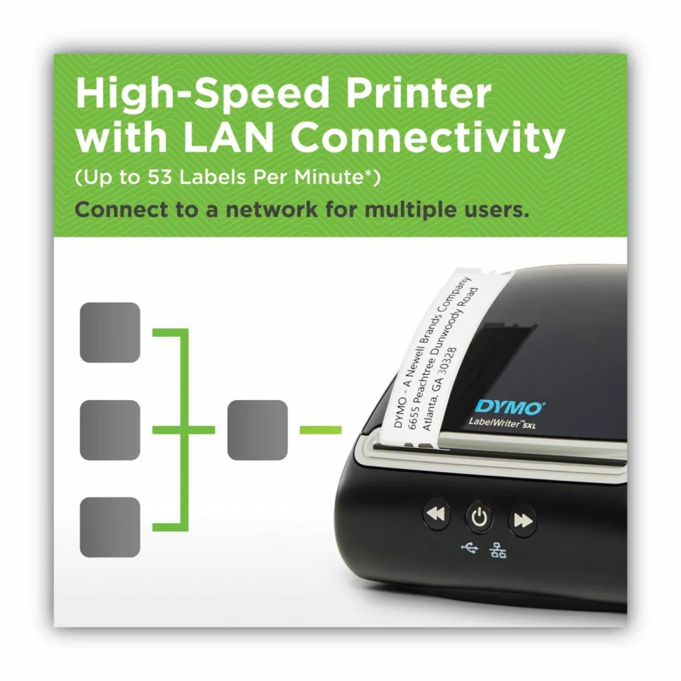 DYMO LabelWriter 5XL Series Label Printer, 53 Labels/min Print Speed, 5.5 x 7 x 7.38