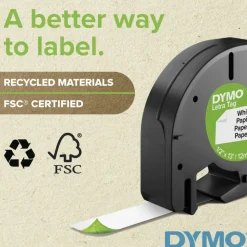 DYMO LT 10697 Black-On-White Tape, 0.5