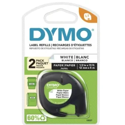 DYMO LT 10697 Black-On-White Tape, 0.5