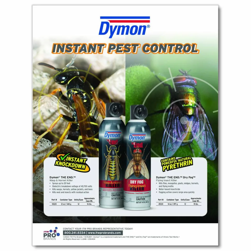 Dymon THE END. Dry Fog Flying Insect Killer, 14 oz Aerosol Spray, 12/Carton