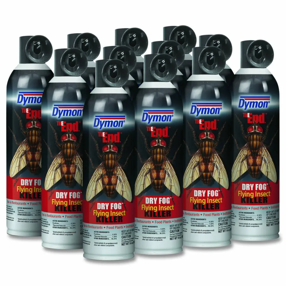 Dymon THE END. Dry Fog Flying Insect Killer, 14 oz Aerosol Spray, 12/Carton