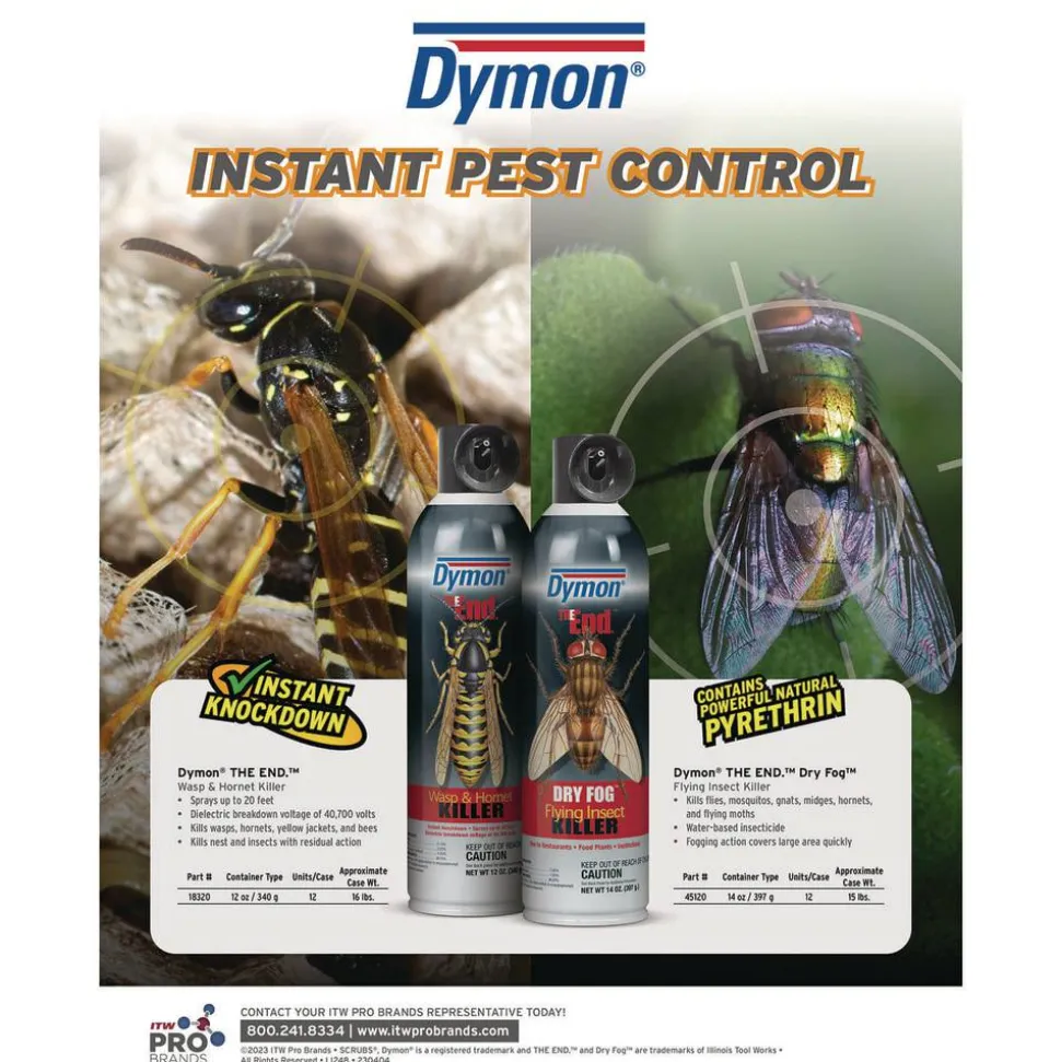 Dymon THE END. Dry Fog Flying Insect Killer, 14 oz Aerosol Spray, 12/Carton