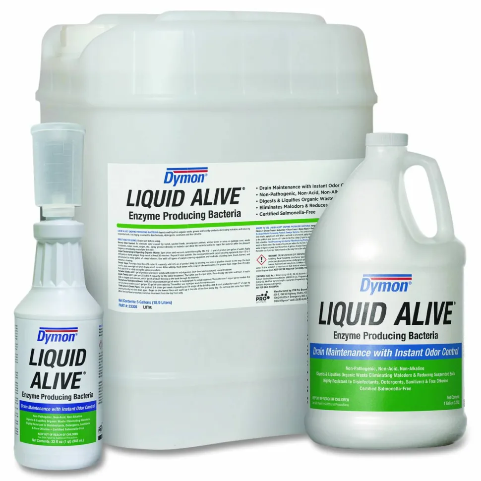 Dymon LIQUID ALIVE Enzyme Producing Bacteria, 1 gal Bottle, 4/Carton