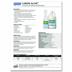 Dymon LIQUID ALIVE Enzyme Producing Bacteria, 1 gal Bottle, 4/Carton