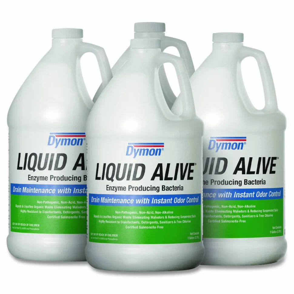 Dymon LIQUID ALIVE Enzyme Producing Bacteria, 1 gal Bottle, 4/Carton